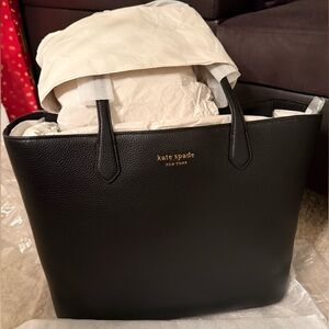 Kate Spade Silver Tote Bag with Black Handles